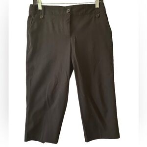 Counterparts Black Capri Sz 8p Front & Back Pockets Button Accents Belted